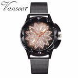 Women Rose Gold Flower Wrist Watch