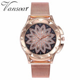 Women Rose Gold Flower Wrist Watch