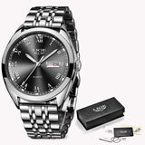 WristWatch Men Chronograph Stainless Steel Waterproof
