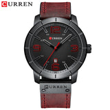 Men Watch Quartz Wristwatches Leather with Calendar