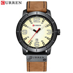 Men Watch Quartz Wristwatches Leather with Calendar