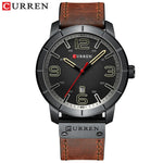 Men Watch Quartz Wristwatches Leather with Calendar