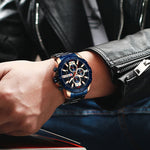 Men Watch Stainless Steel Quartz Chronograph