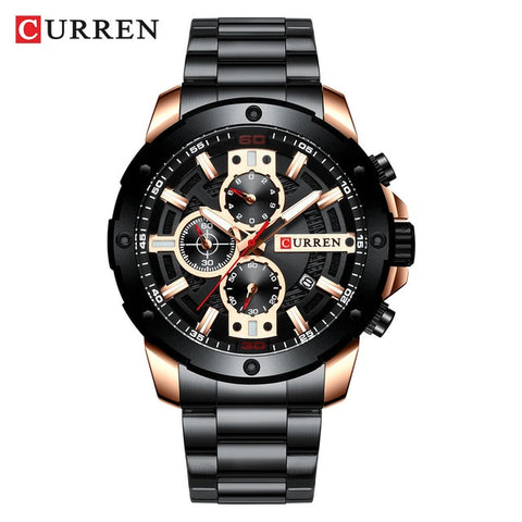 Men Watch Stainless Steel Quartz Chronograph